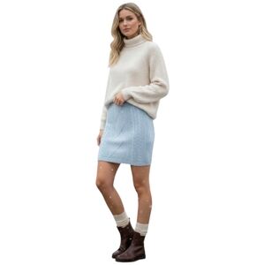 Endless Blu Cable Knit Sweater Skirt| Light Blue